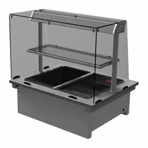 Drop-in dry heat bain-marie with square glass, model D2BMDSL