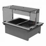 Drop-in dry heat bain-marie with square glass and open front, model D2BMSL