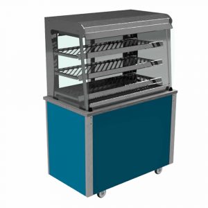 Grab and Go Display Heated Curved glass type, closed front with LED illumination and rear sliding doors, model VC3GHF