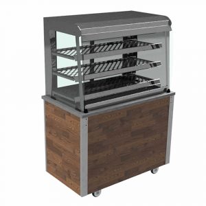 Grab and Go Display Heated Square glass type, closed front with LED illumination and rear sliding doors, model VC3GHSLF