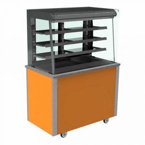 Refrigerated display with square glass, open front with LED illumination and rear sliding doors, model VC3RDSL