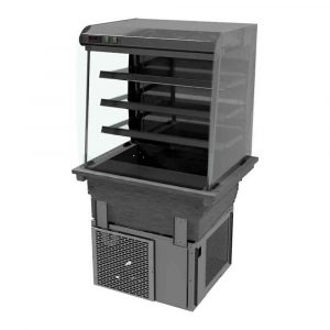 3 shelf drop-in refrigerated display with curved glass and front controls (back to wall), model D2RDFC